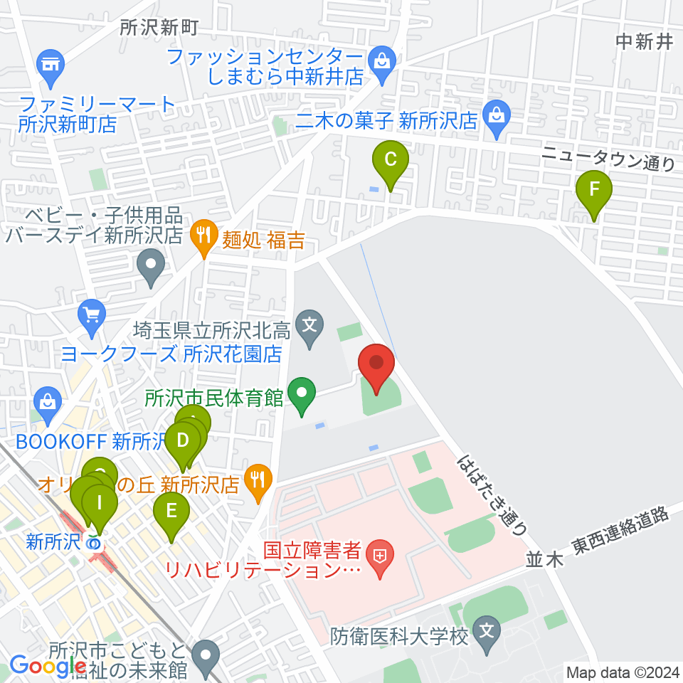 所沢市総合運動場野球場周辺のカフェ一覧地図