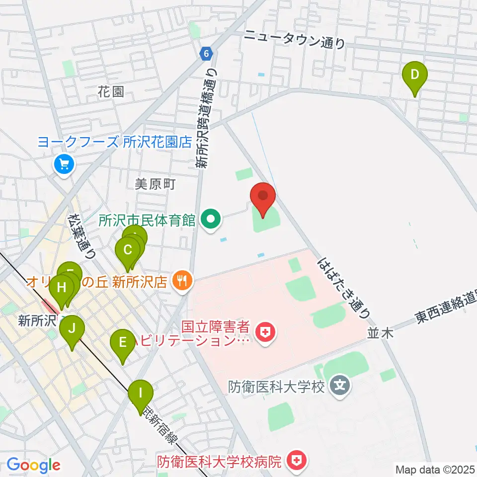 所沢市総合運動場野球場周辺のカフェ一覧地図