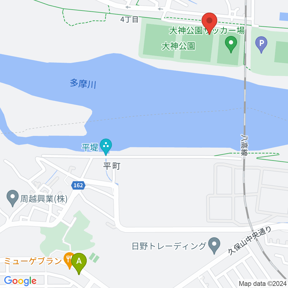 大神公園野球場周辺のカフェ一覧地図