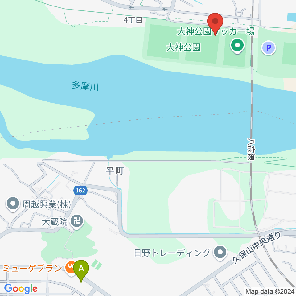 大神公園野球場周辺のカフェ一覧地図