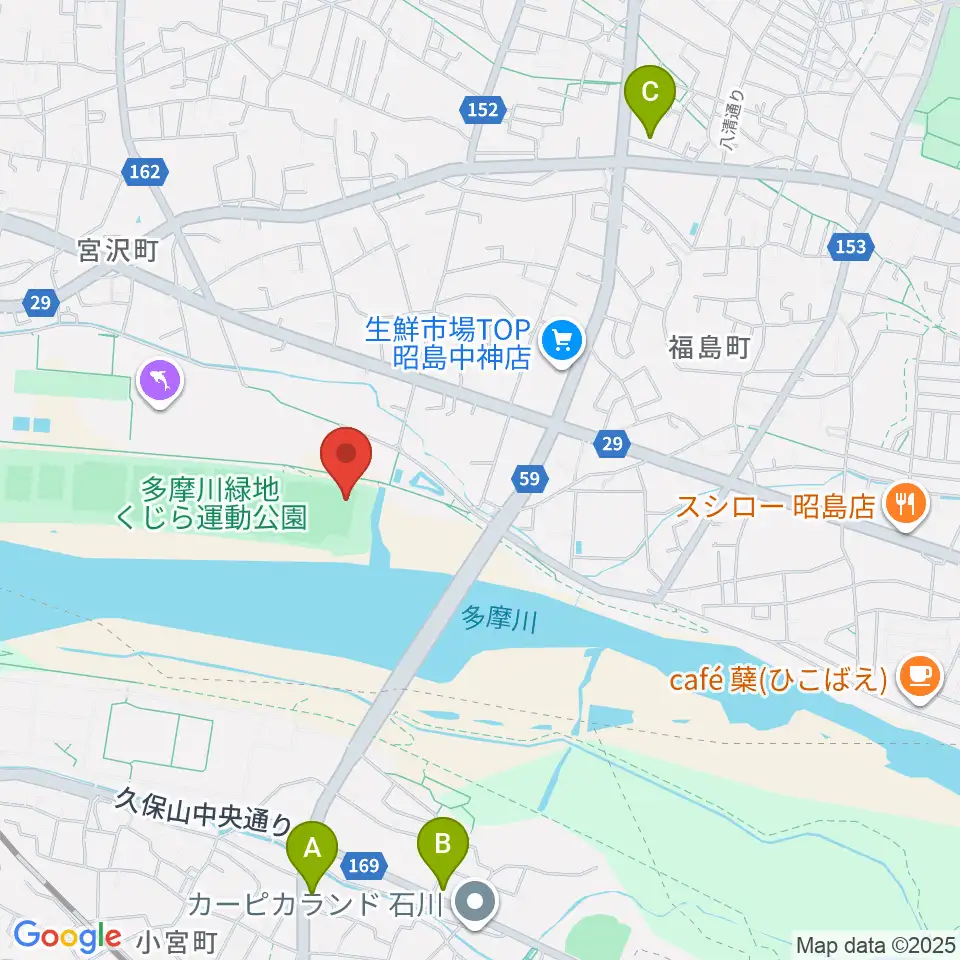 くじら運動公園野球場周辺のカフェ一覧地図