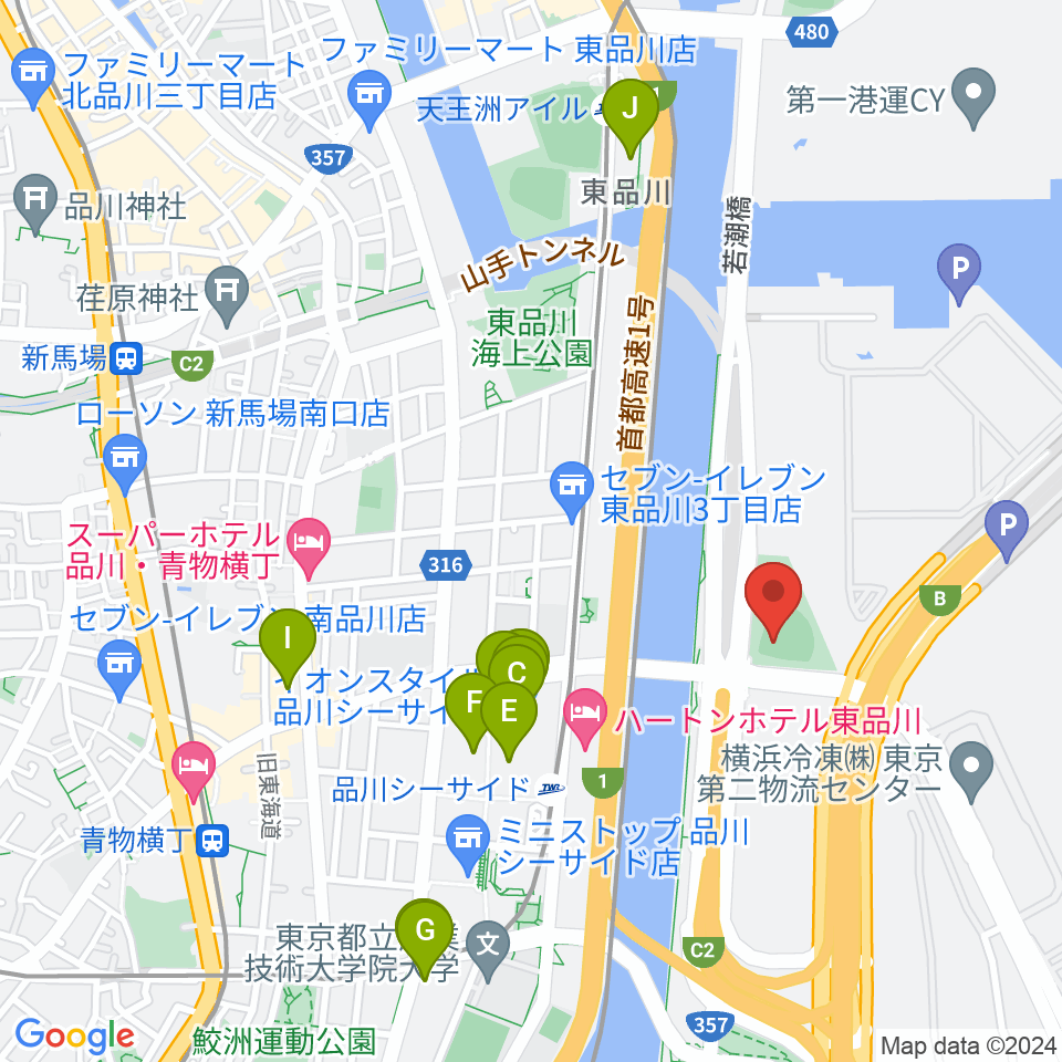 八潮北公園野球場周辺のカフェ一覧地図