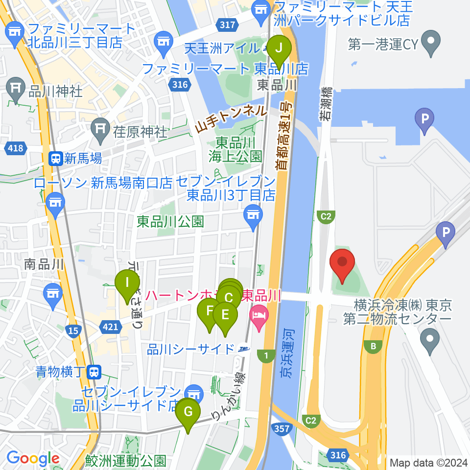 八潮北公園野球場周辺のカフェ一覧地図