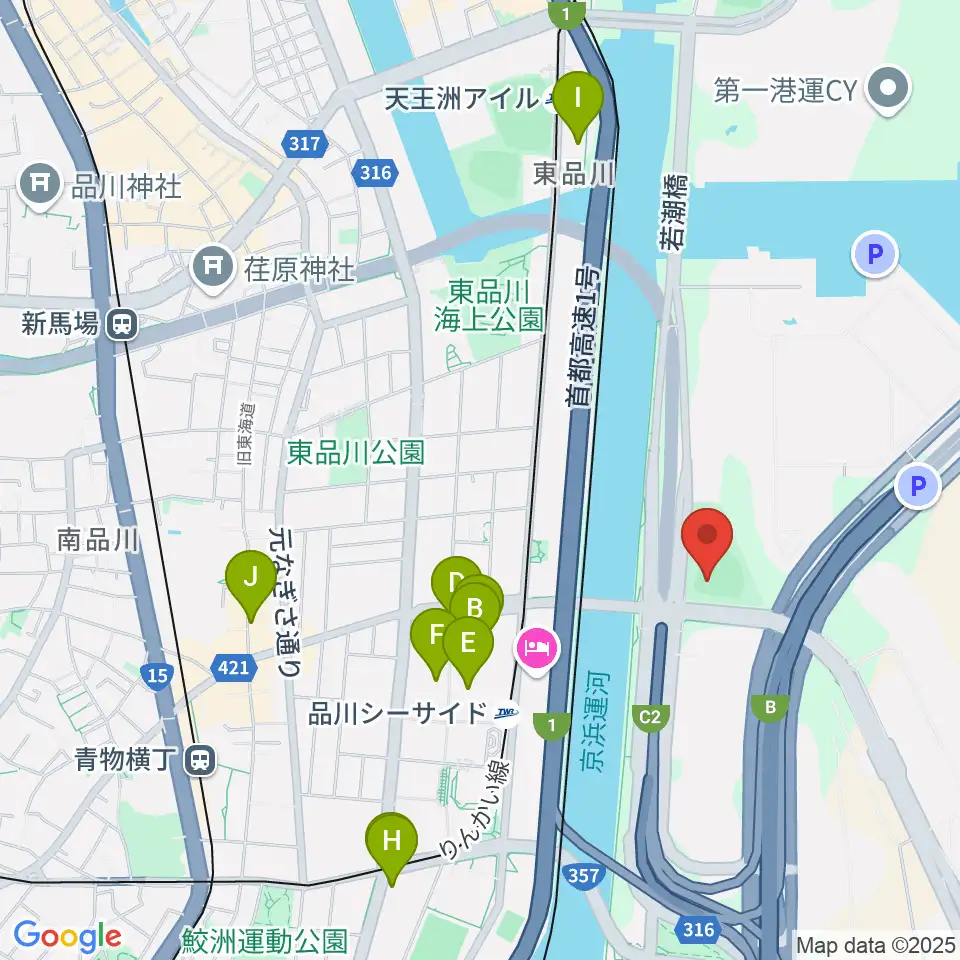 八潮北公園野球場周辺のカフェ一覧地図