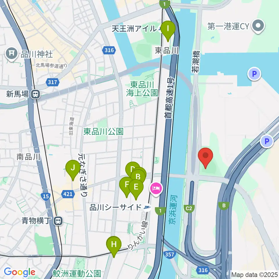 八潮北公園野球場周辺のカフェ一覧地図