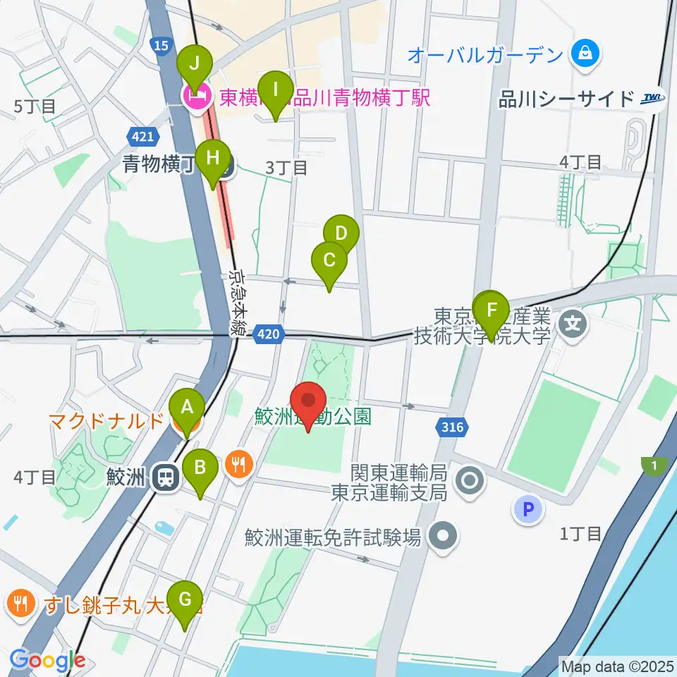 鮫洲運動公園軟式こども野球場周辺のカフェ一覧地図