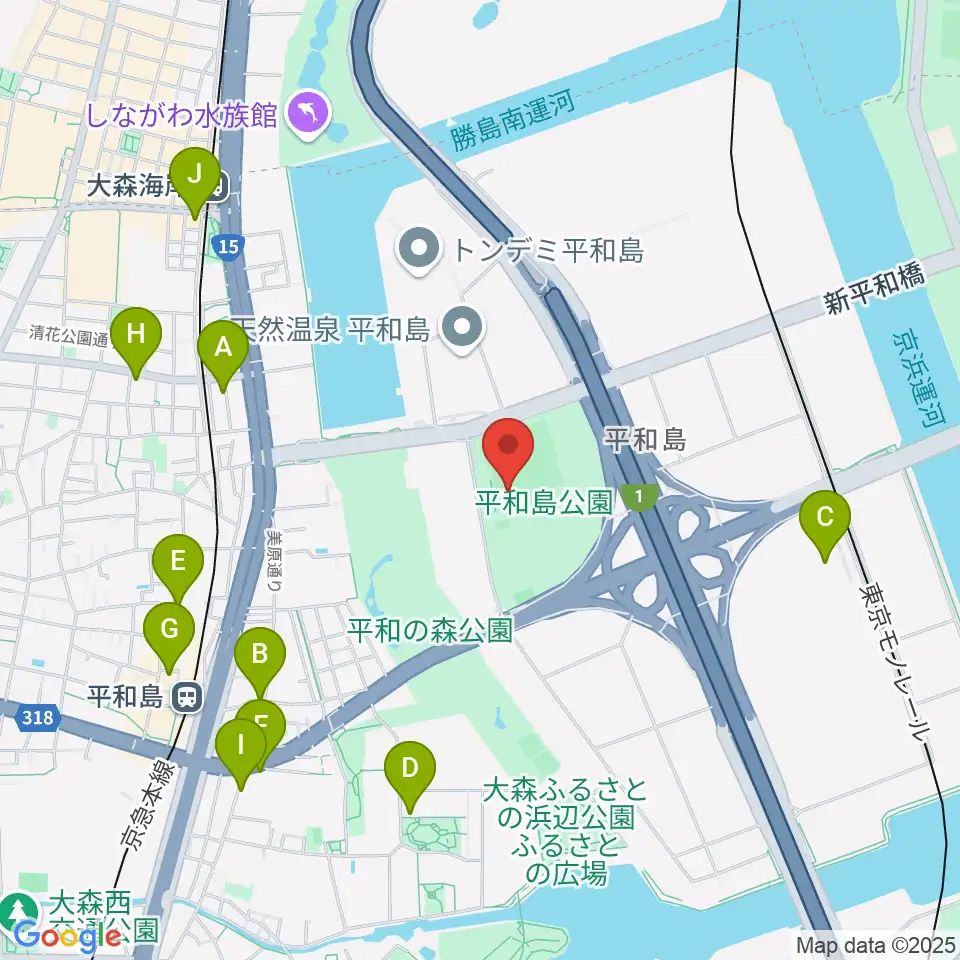 平和島公園野球場周辺のカフェ一覧地図