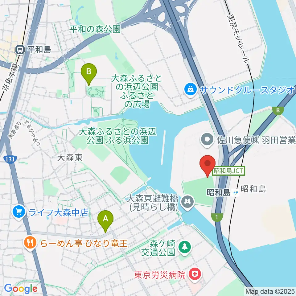 昭和島運動場野球場周辺のカフェ一覧地図