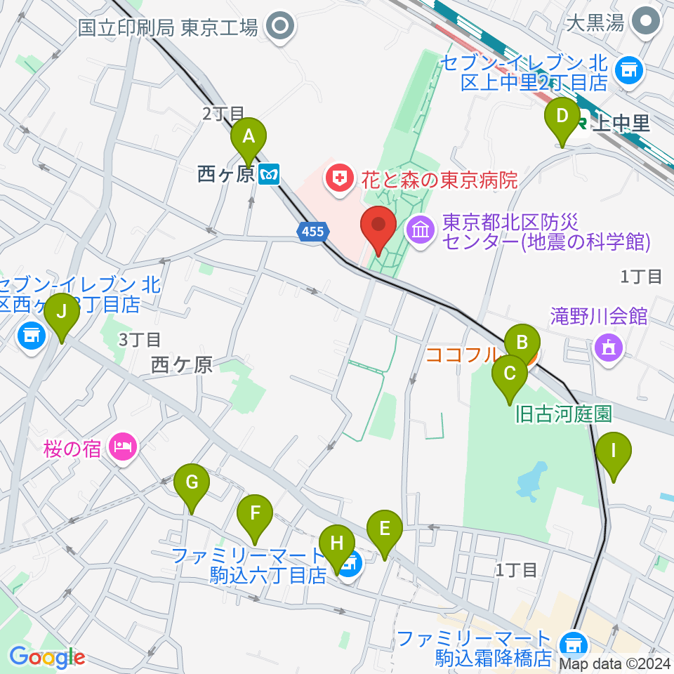 地震の科学館周辺のカフェ一覧地図