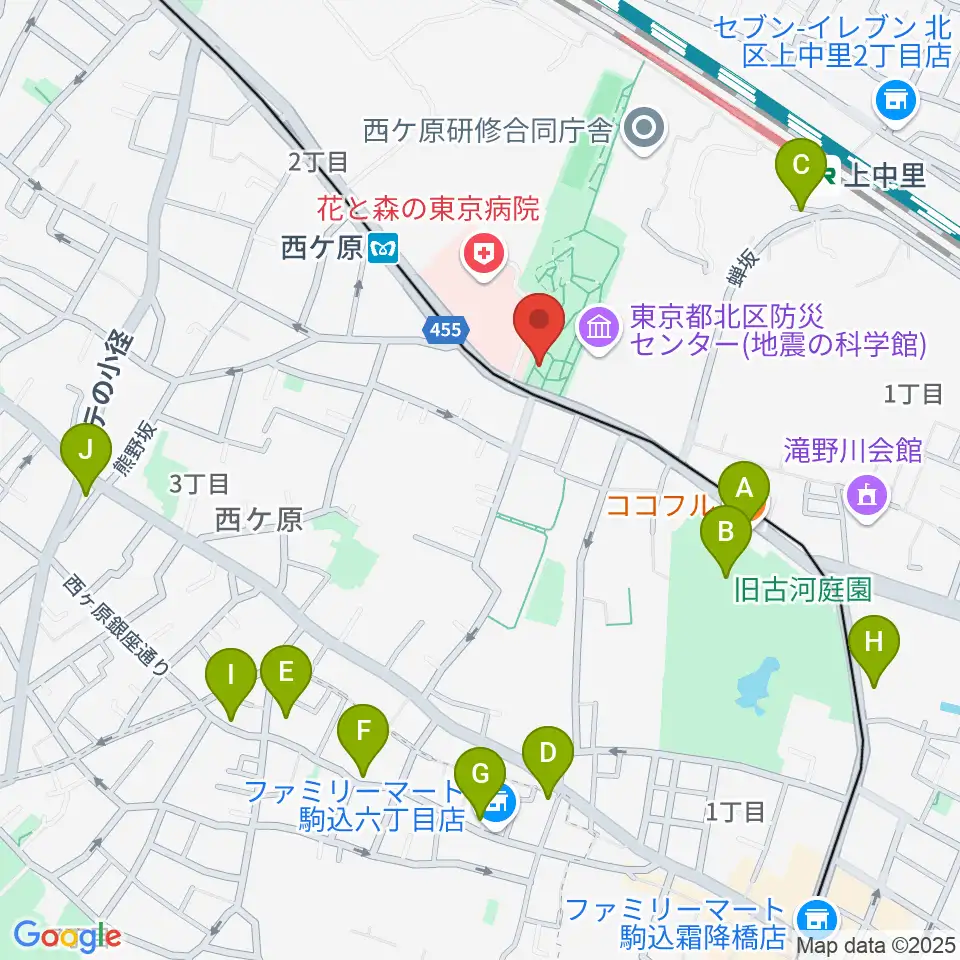 地震の科学館周辺のカフェ一覧地図