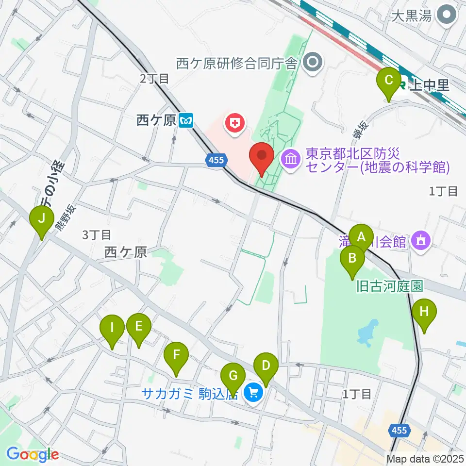 地震の科学館周辺のカフェ一覧地図