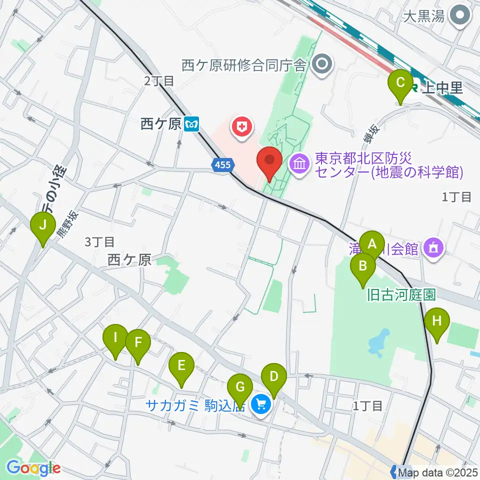 地震の科学館周辺のカフェ一覧地図