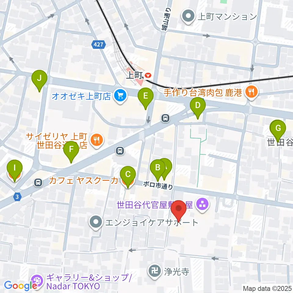 世田谷区立郷土資料館周辺のカフェ一覧地図