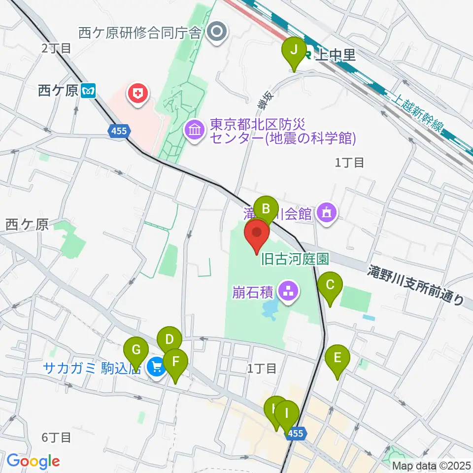 旧古河邸 大谷美術館周辺のカフェ一覧地図