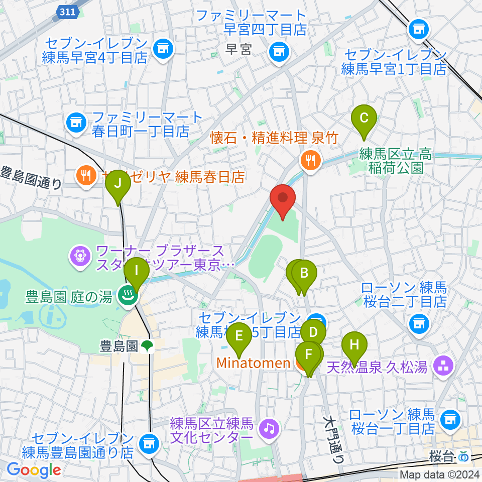 練馬総合運動場少年野球場周辺のカフェ一覧地図