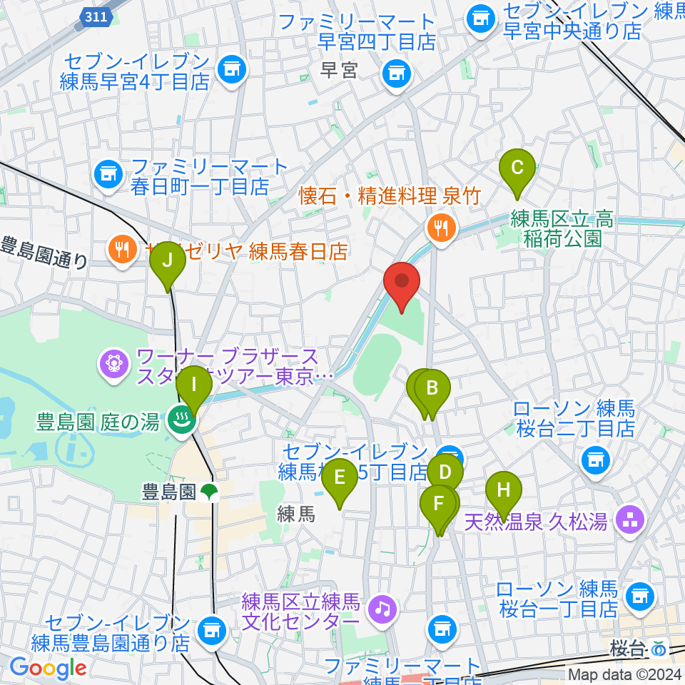 練馬総合運動場少年野球場周辺のカフェ一覧地図