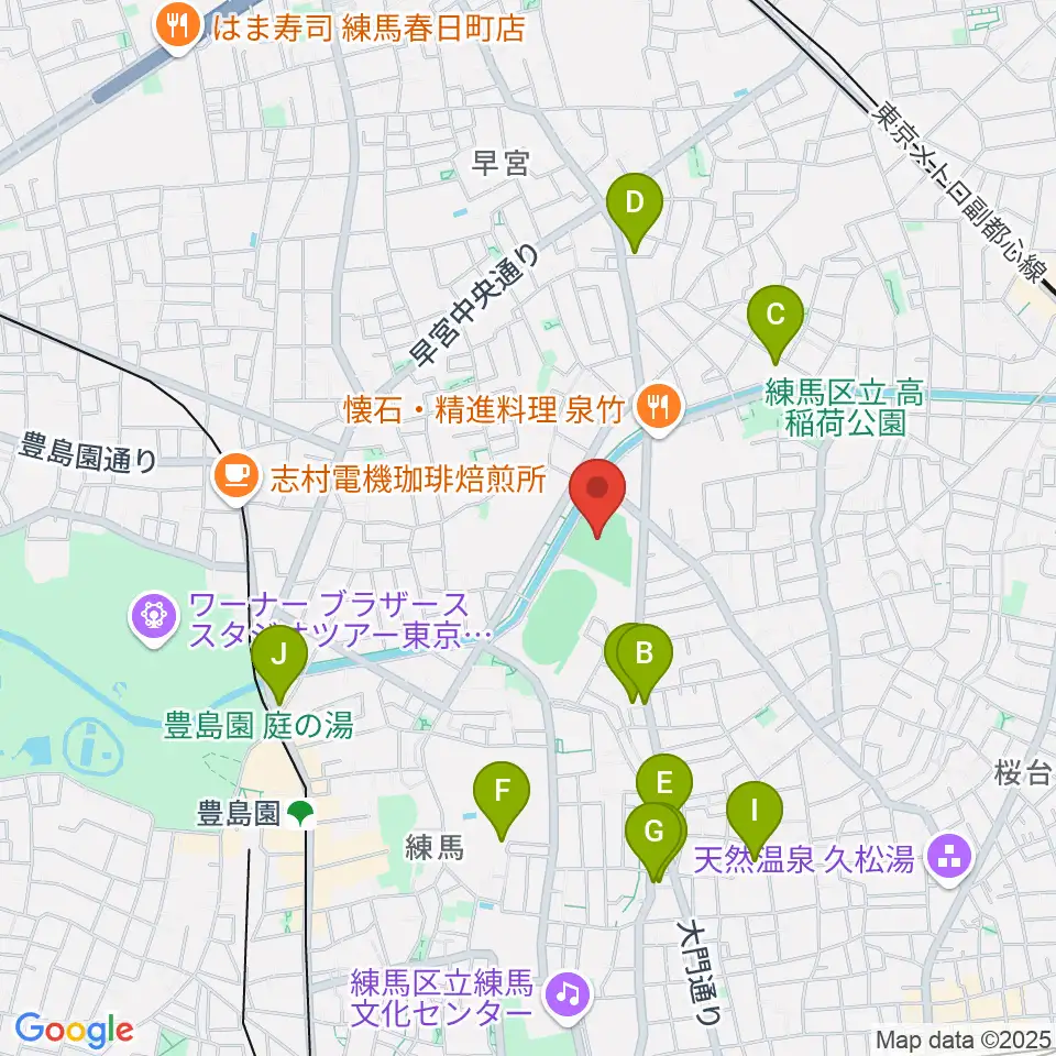 練馬総合運動場少年野球場周辺のカフェ一覧地図