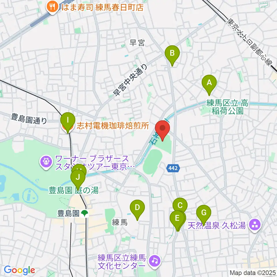 練馬総合運動場少年野球場周辺のカフェ一覧地図
