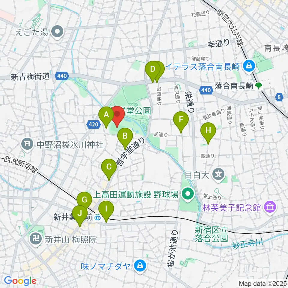 妙正寺川公園運動広場周辺のカフェ一覧地図