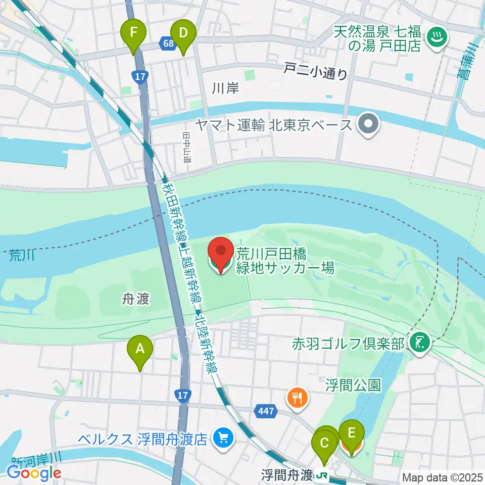 荒川戸田橋サッカー場周辺のカフェ一覧地図