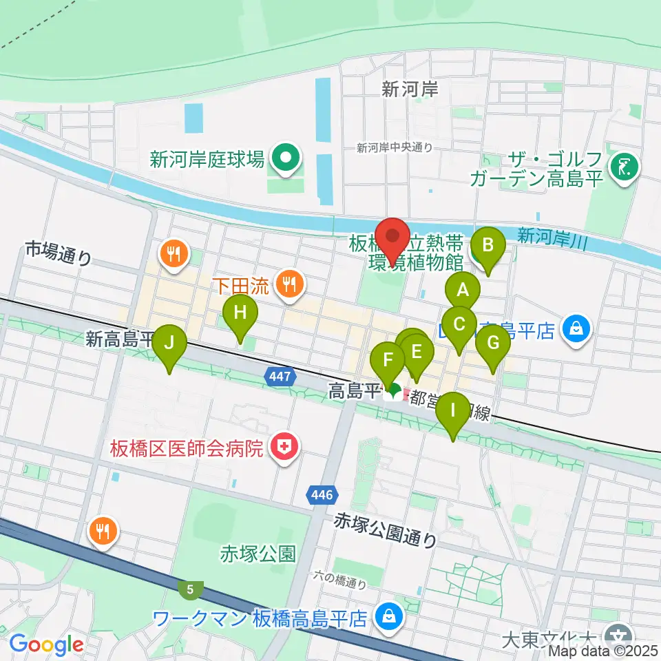 徳丸ヶ原野球場周辺のカフェ一覧地図