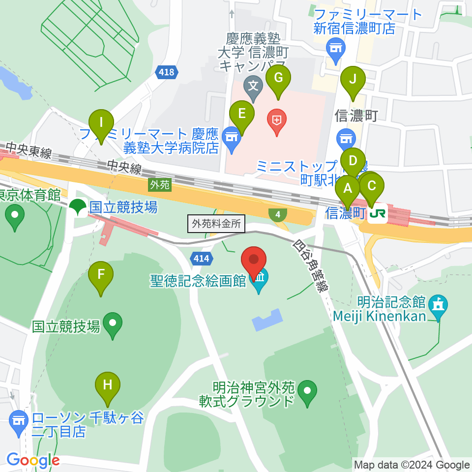 聖徳記念絵画館周辺のカフェ一覧地図