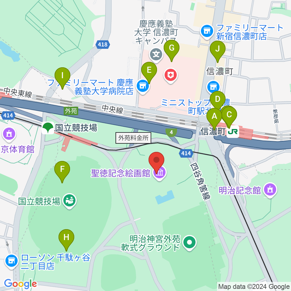 聖徳記念絵画館周辺のカフェ一覧地図