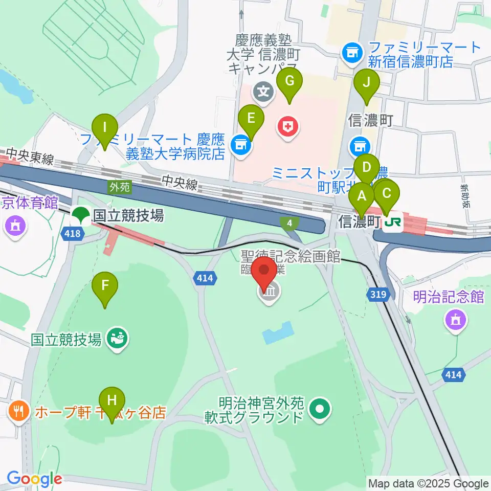 聖徳記念絵画館周辺のカフェ一覧地図