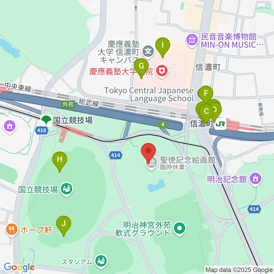 聖徳記念絵画館周辺のカフェ一覧地図
