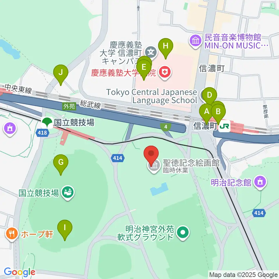 聖徳記念絵画館周辺のカフェ一覧地図