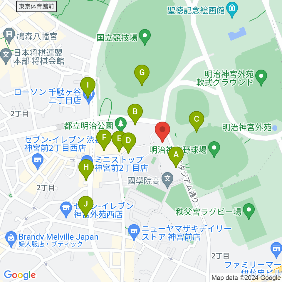 日本オリンピックミュージアム周辺のカフェ一覧地図
