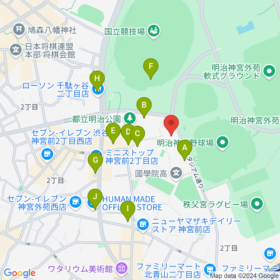 日本オリンピックミュージアム周辺のカフェ一覧地図