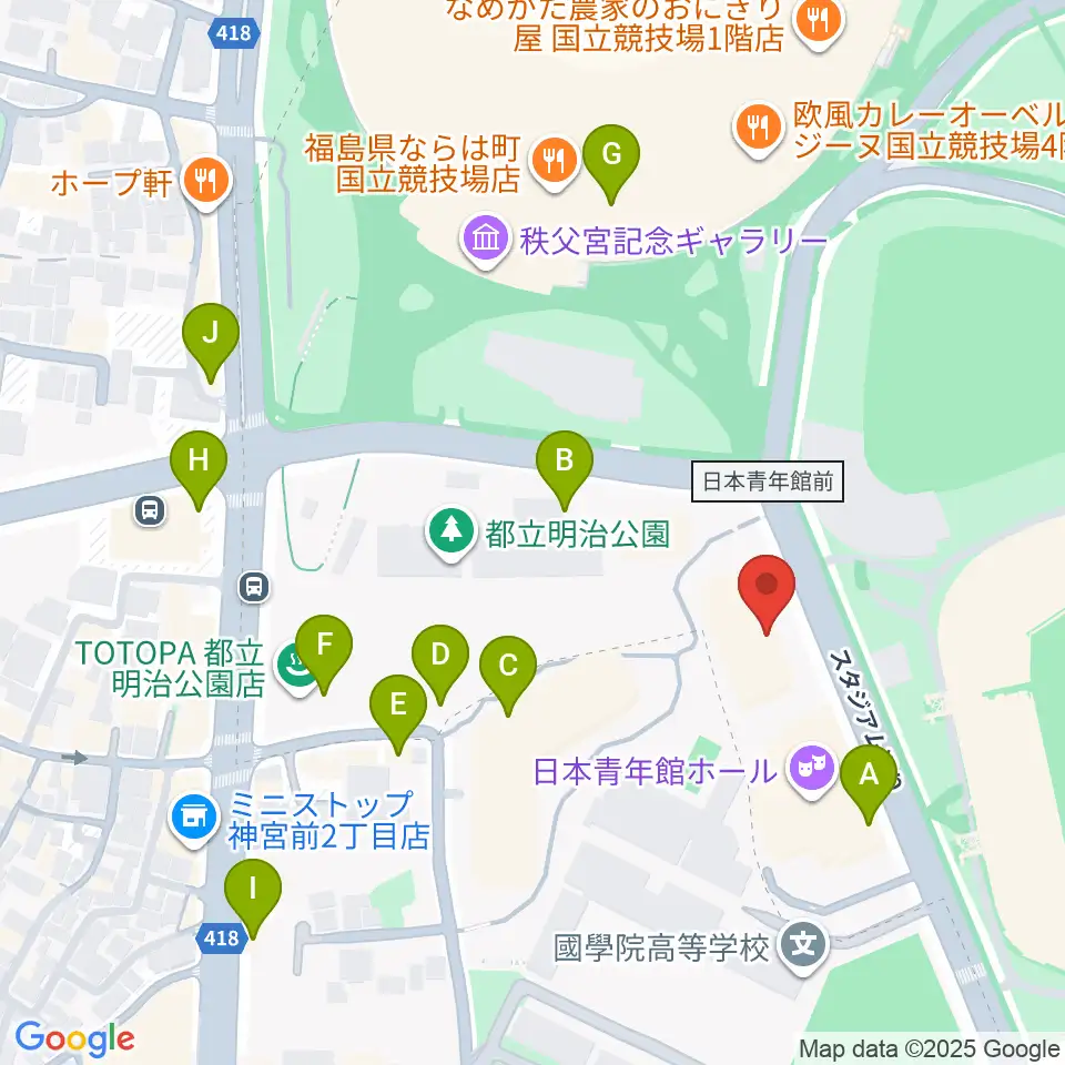 日本オリンピックミュージアム周辺のカフェ一覧地図