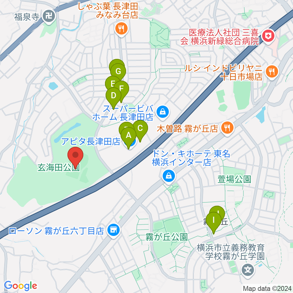 玄海田公園運動広場周辺のカフェ一覧地図