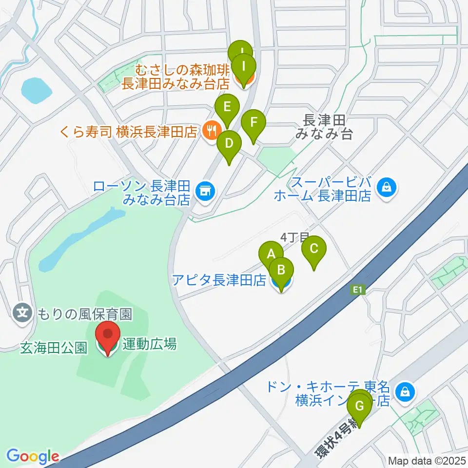 玄海田公園運動広場周辺のカフェ一覧地図