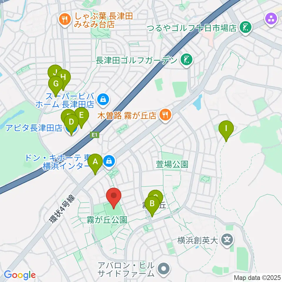 霧が丘公園グラウンド周辺のカフェ一覧地図