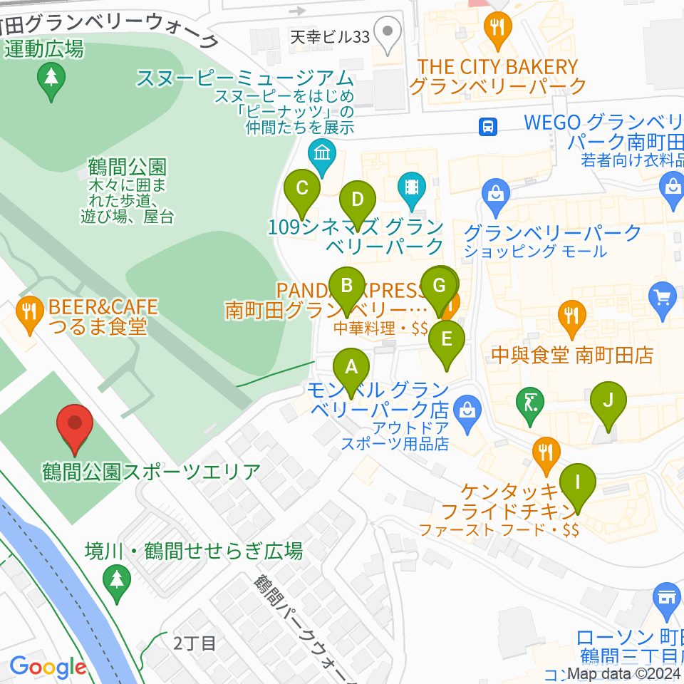 鶴間公園グラウンド周辺のカフェ一覧地図