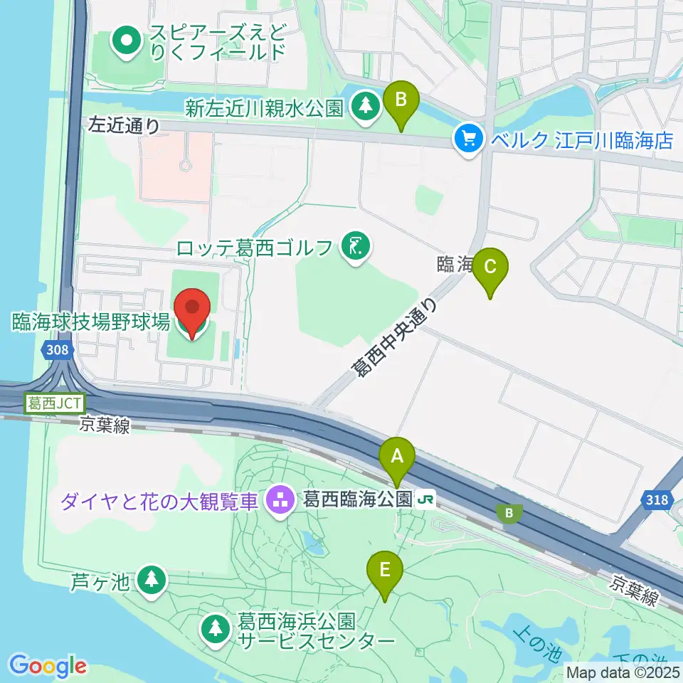 江戸川区臨海球技場野球場周辺のカフェ一覧地図