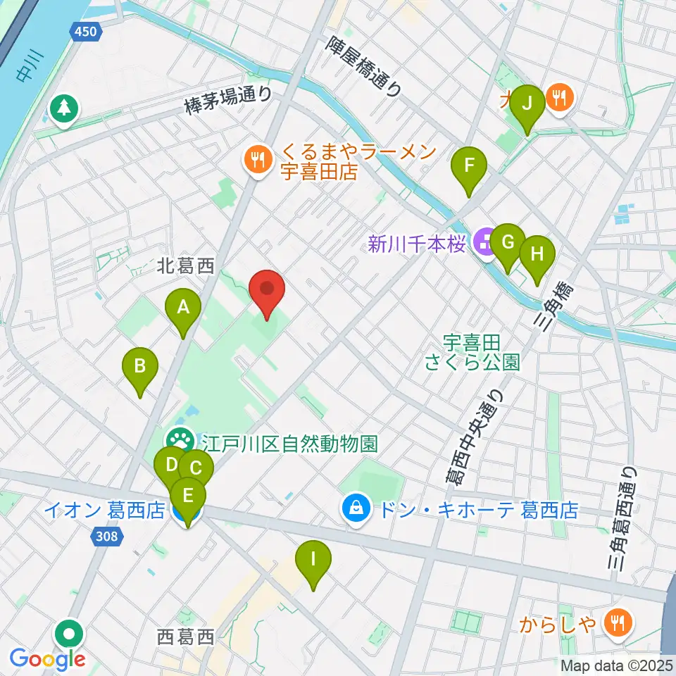 宇喜田公園少年野球広場周辺のカフェ一覧地図