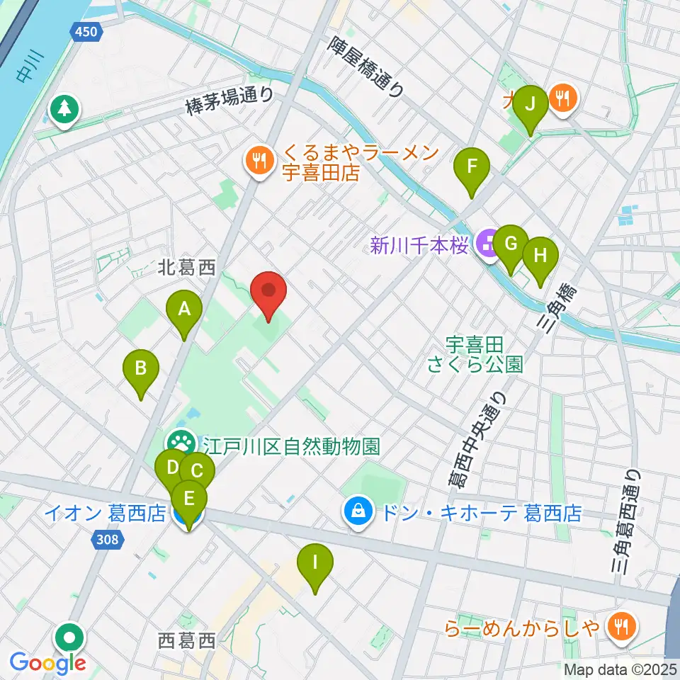 宇喜田公園少年野球広場周辺のカフェ一覧地図