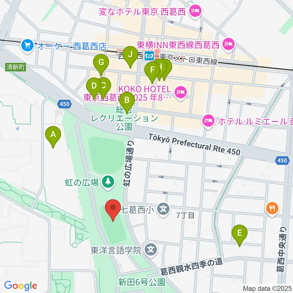 西葛西少年野球広場周辺のカフェ一覧地図