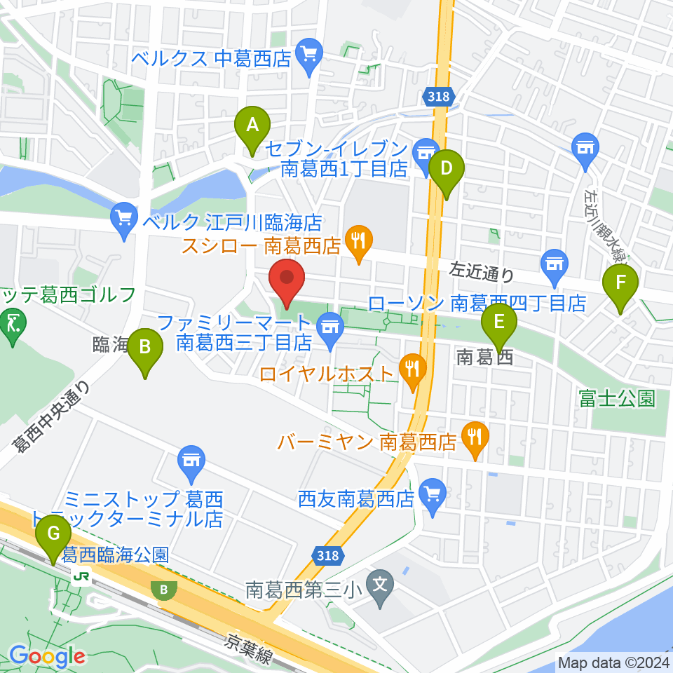 南葛西少年野球広場周辺のカフェ一覧地図