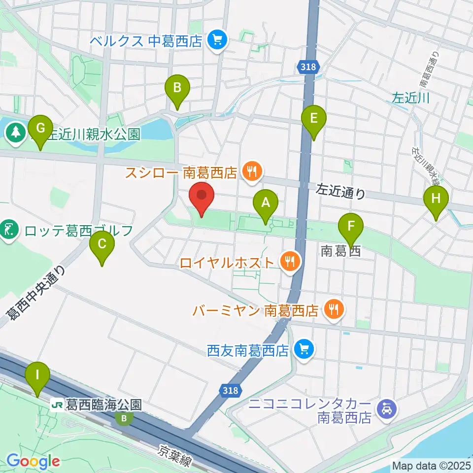 南葛西少年野球広場周辺のカフェ一覧地図