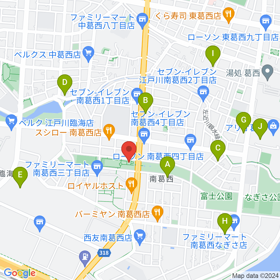 江戸川区総合レクリエーション公園相撲場周辺のカフェ一覧地図