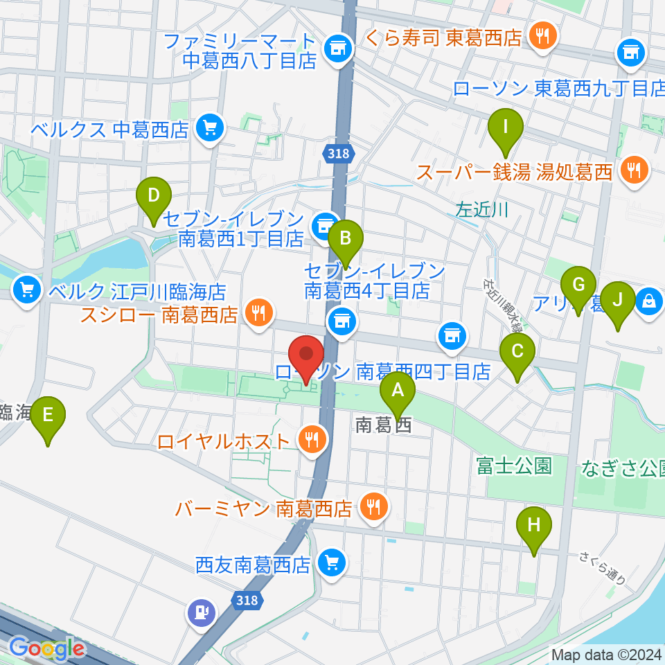 江戸川区総合レクリエーション公園相撲場周辺のカフェ一覧地図