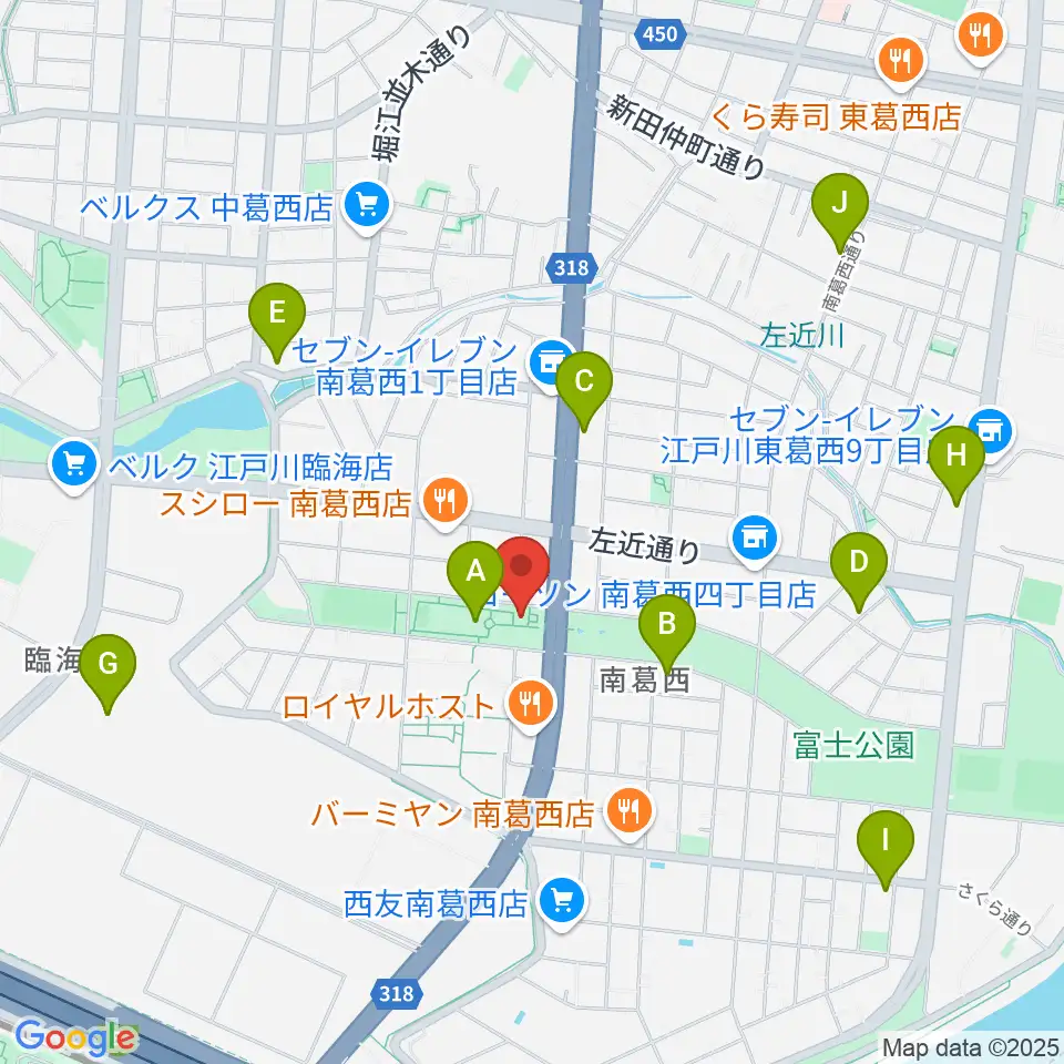 江戸川区総合レクリエーション公園相撲場周辺のカフェ一覧地図