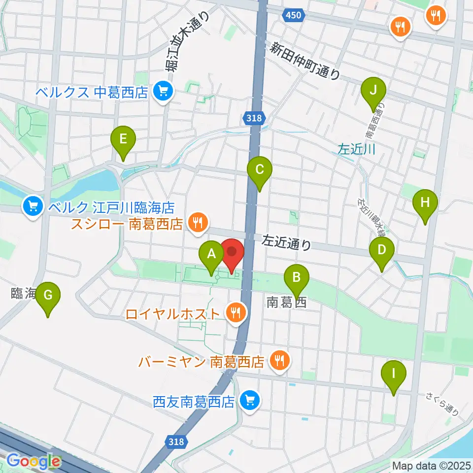 江戸川区総合レクリエーション公園相撲場周辺のカフェ一覧地図