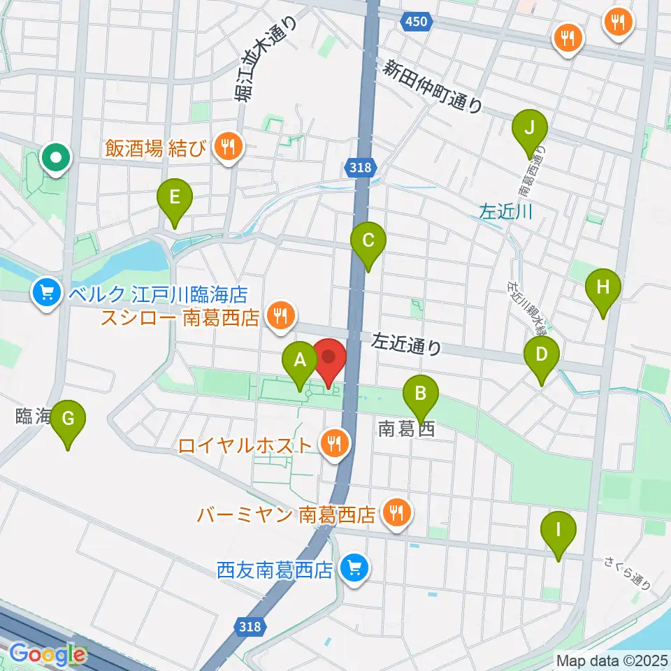 江戸川区総合レクリエーション公園相撲場周辺のカフェ一覧地図