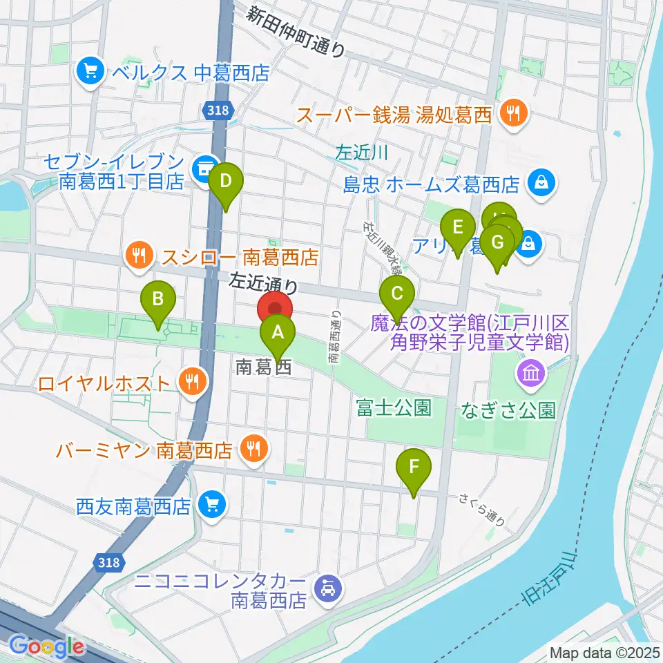 フラワーガーデンステージ周辺のカフェ一覧地図