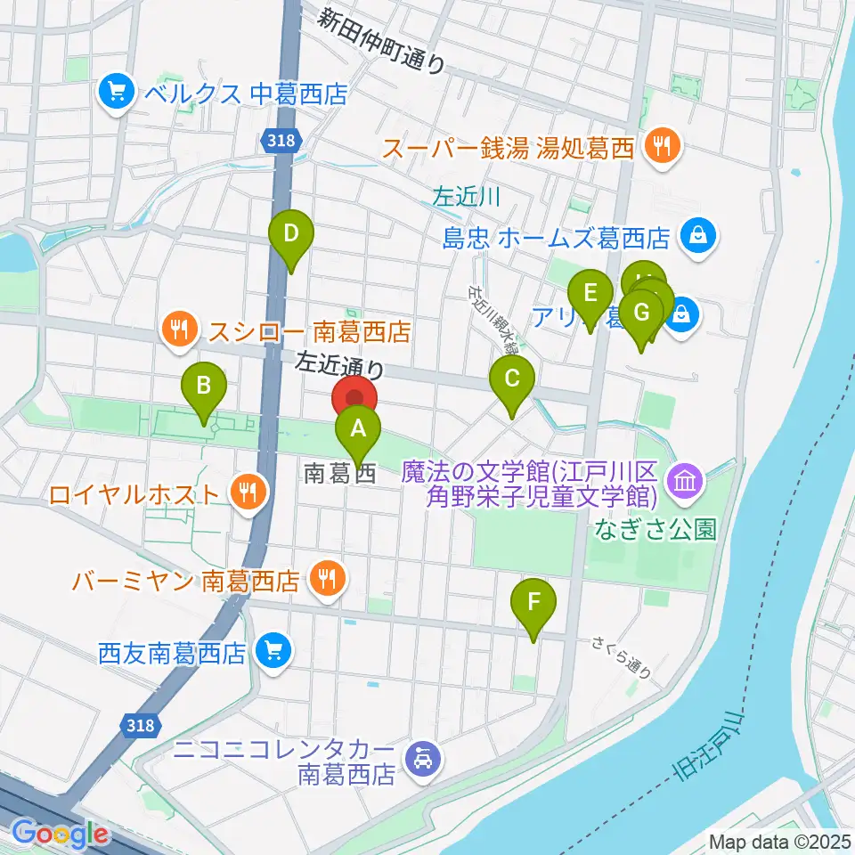 フラワーガーデンステージ周辺のカフェ一覧地図